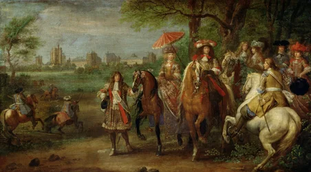 Ansicht des Château de Vincennes mit Ludwig XIV. (1638-1715) und Maria Theresia (1638-83) von Österreich, 1669